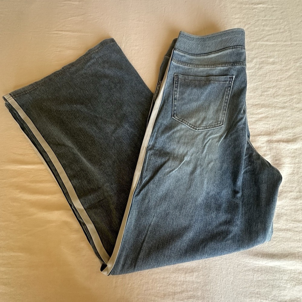 New Halara‎ Flex™ High Waisted Stripe Wide Leg Flowy Washed Casual Jeans Large